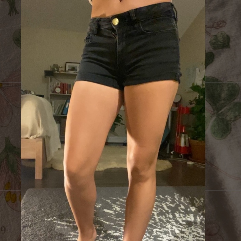 Hi-rise denim shorts
